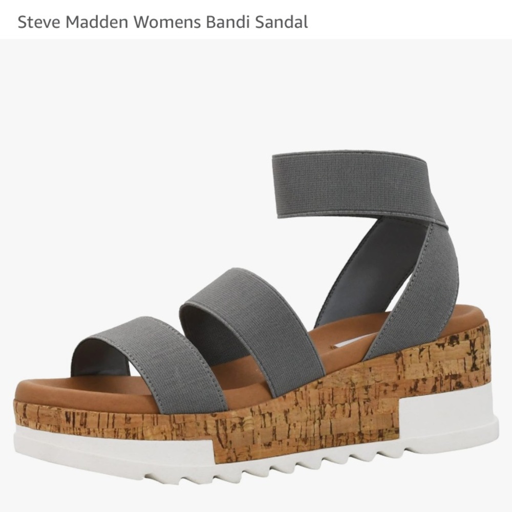 Steve Madden Womens Bandi Charcoal Sandal - Picture 4 of 4